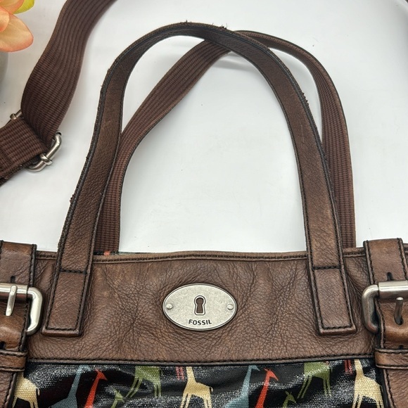 Fossil Key-Per Giraffe Theme Large Tote Bag Plastic Coated Vintage MCB6215E - Picture 2 of 13